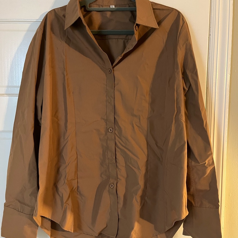 Women's Brown Button-Down Shirt